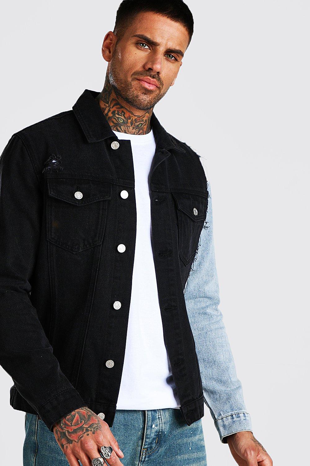 Spliced Denim Jacket | boohooMAN USA